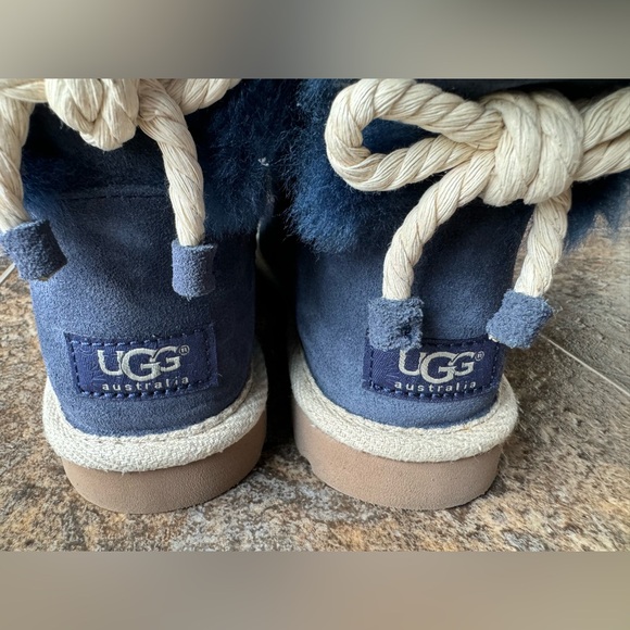 UGG Selene Nautical Rope Tie Back Slip On Boots- Navy, Women’s Size 6 - Picture 7 of 12